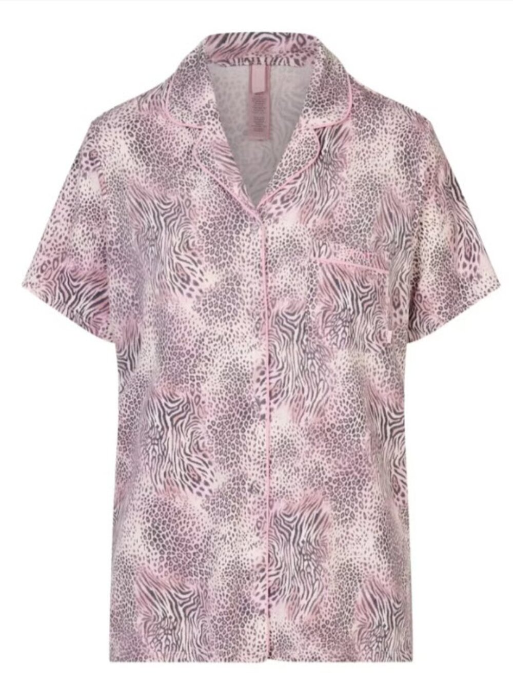NWOT SKIMS Sleep Short Sleeve Button Up in Bloom Mini Multi Animal Size S
